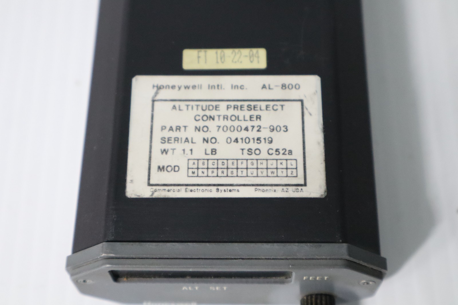 Honeywell AL-800 Altitude Preselect Controller 7000472-903