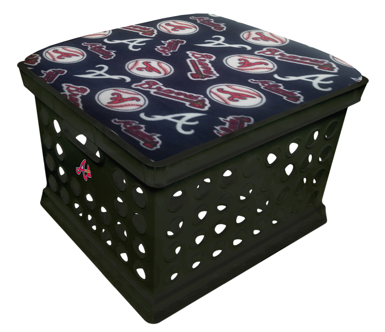 Ottoman Storage Bench Black Crate MLB Team Logo Fabric Removable Seat Cushion
