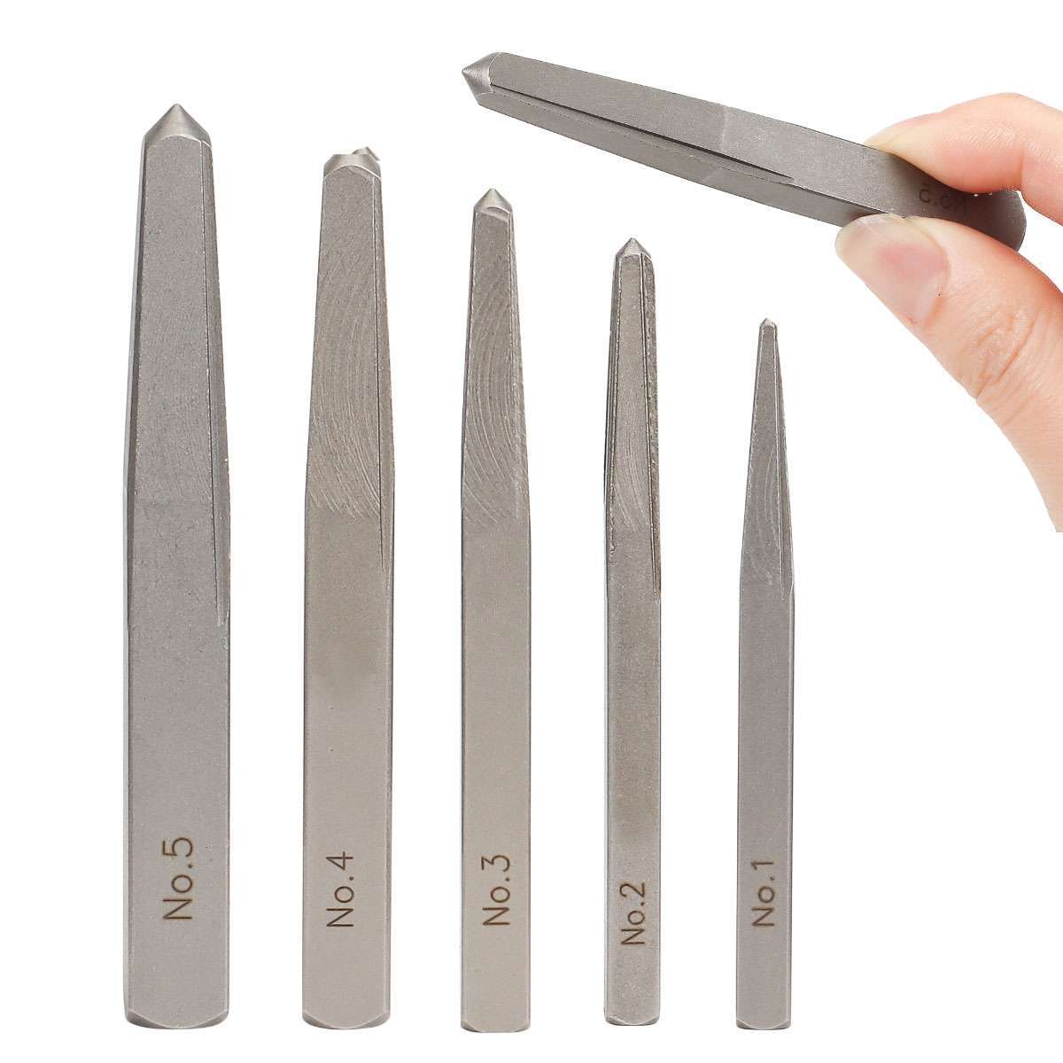 5 Pcs Screw Extractor Drill Square Easy Out Set Straight Fluted Extraction Tool