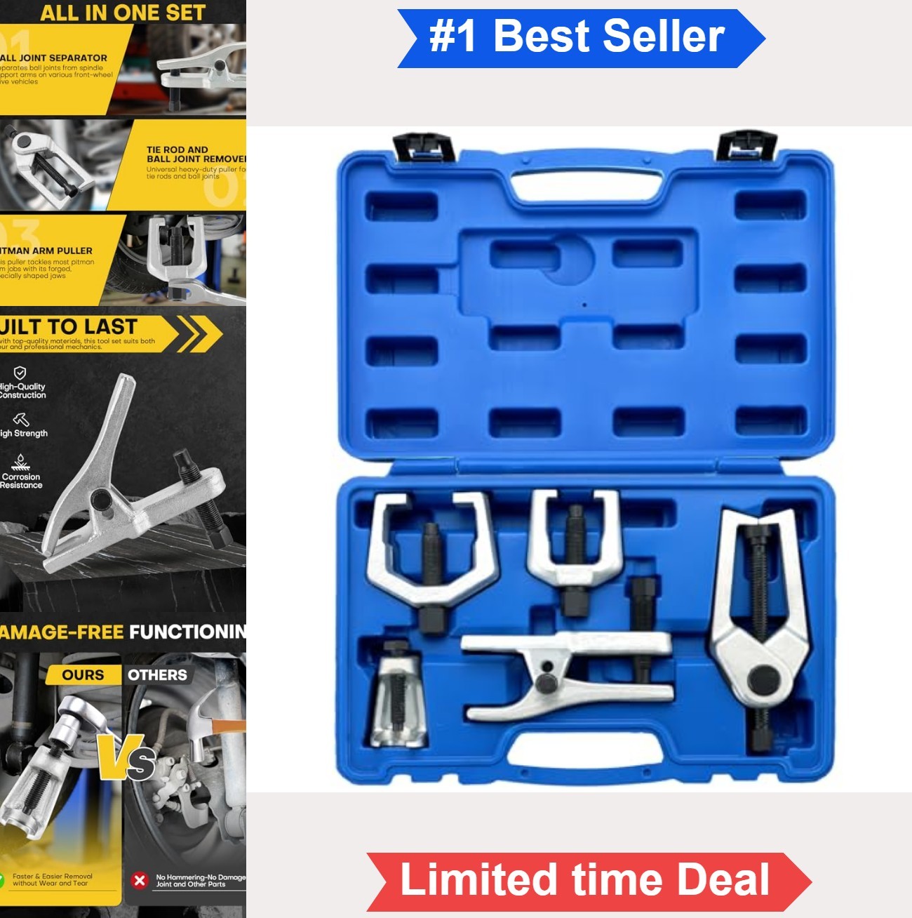 Ball Joint Separator Kit 5 in 1 Pitman Arm Puller Tie Rod End Tool Set Front