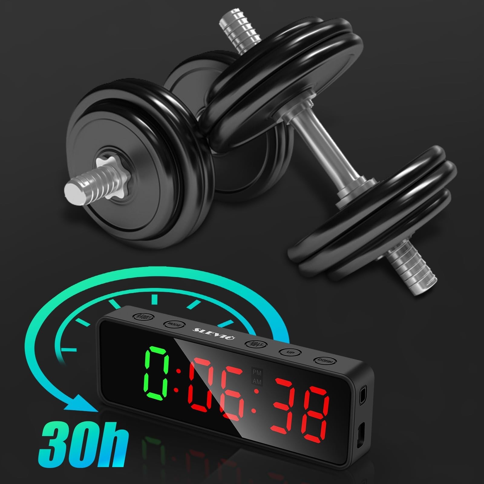 Large LED Digital Gym Timer Stopwatch - Magnetic Workout Interval Countdown Cloc