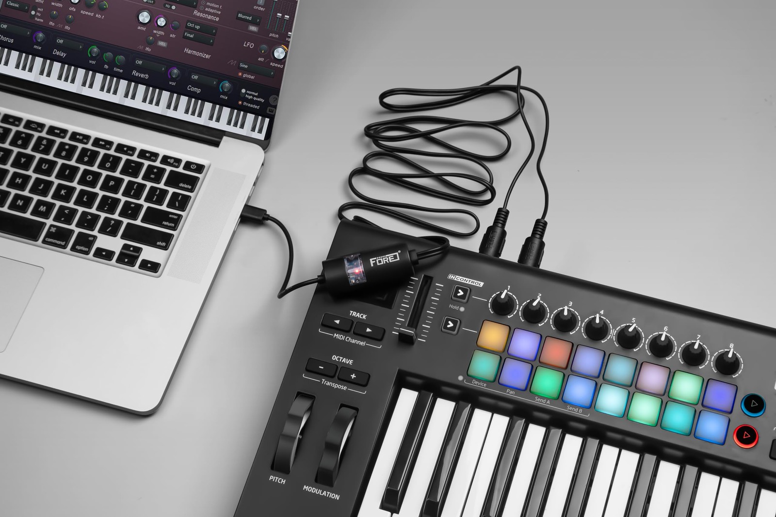 USB~C MIDI Interface Cable, In/Out, iOS/Android, Mac/Windows, 6.5ft