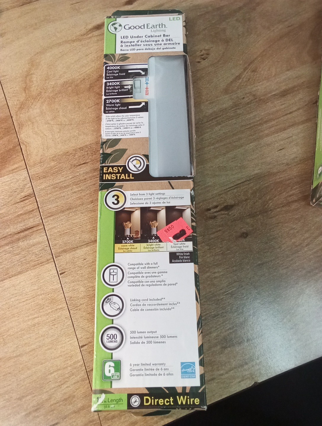Good Earth LED Under Cabinet Bar 12in Direct Wire 500 Lumens