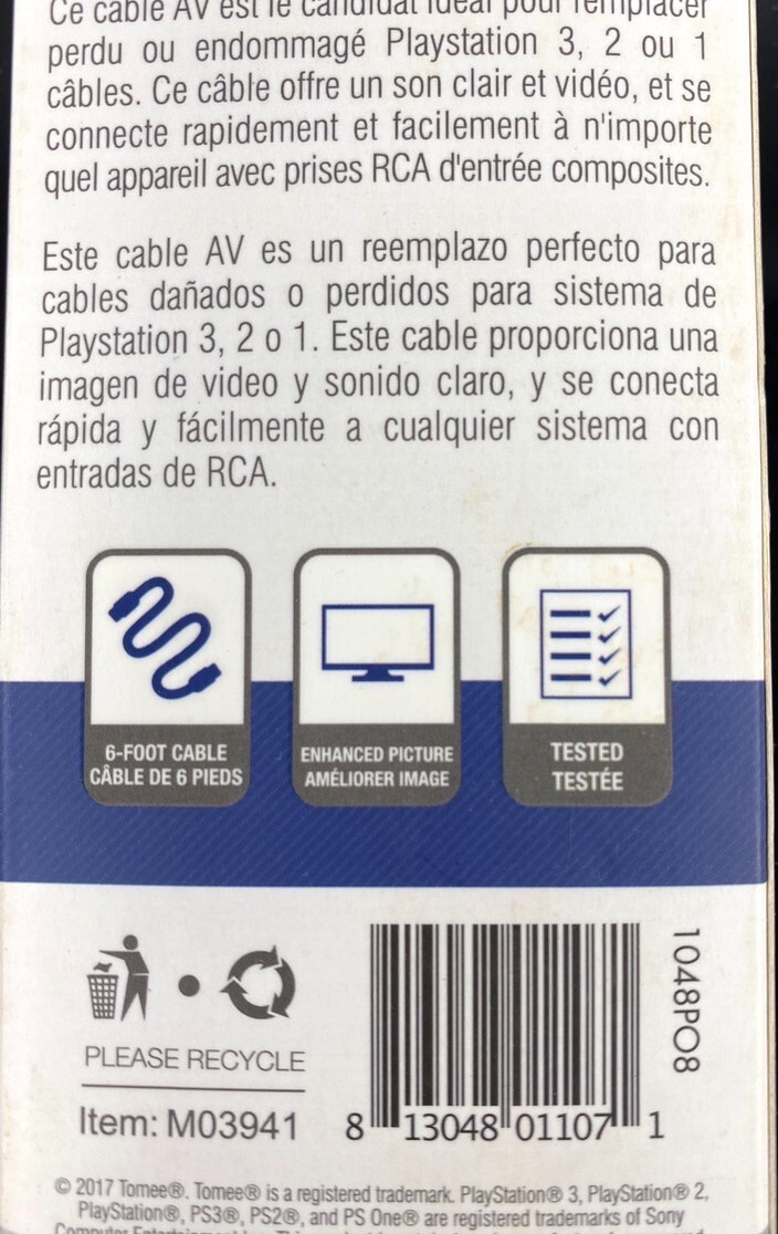 TOMEE - Playstation AV Cable PS1 & PS2 & PS3 - M03941