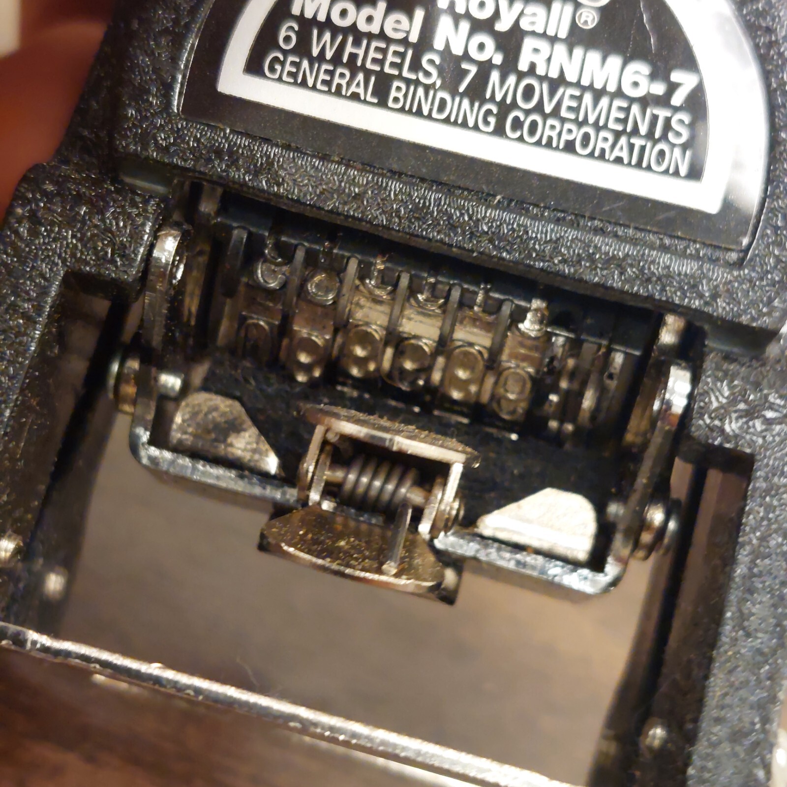 Bates Royall RNM6-7 Automatic Numbering Machine Ink Stamp 6-Wheels 7-Movements
