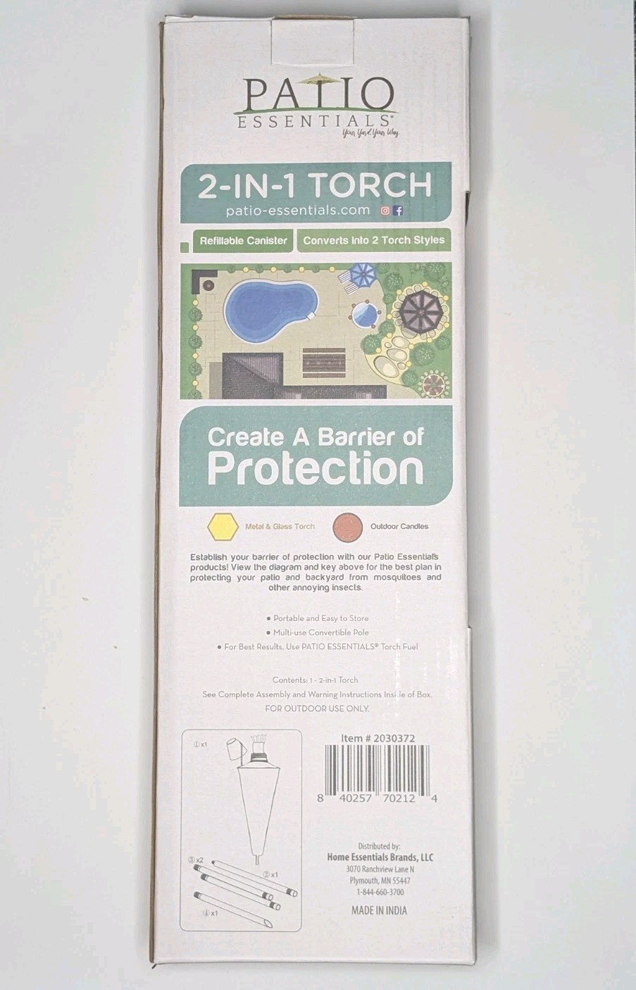 Green, Cone-Shaped 2-in-1 Torch from Patio Essentials