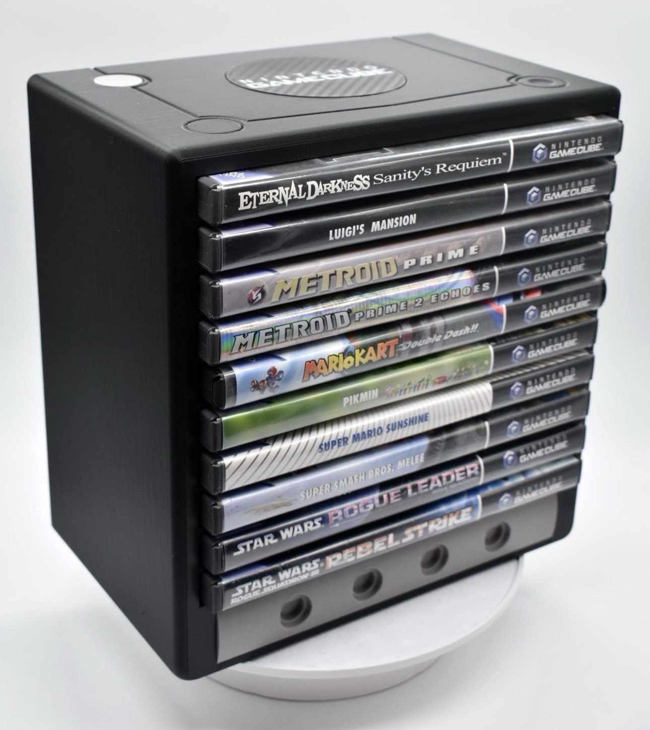 NES Game Cube Storage Tower Holds 10 Games Nintendo 3D Printed Rack Black