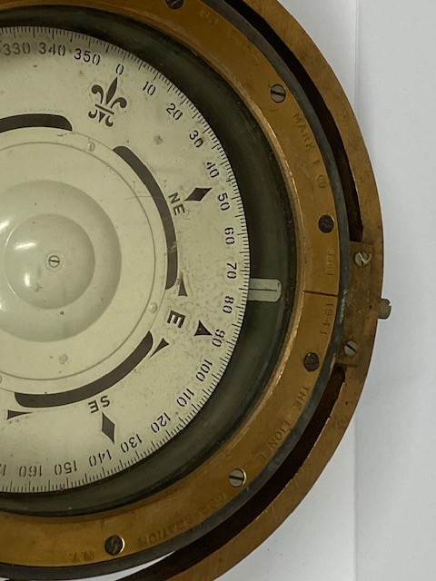 Large Antique Lionel Corporation Mark I 1941 US Navy BU Ship Compass - No. 3303