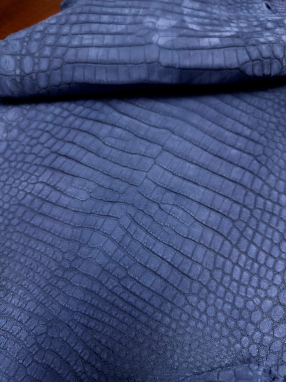 Crocodile Suede Leather Malta Blue Color (suede)