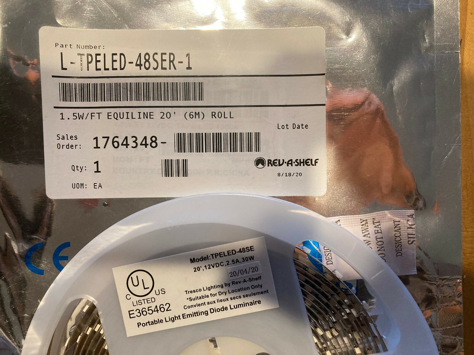 Tresco by Rev-A-Shelf 12VDC LED Equiline FlexTape Roll  20' (1.5 W/Foot) 4800K