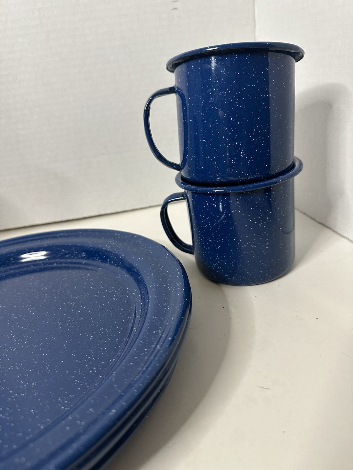 Speckled Blue Enamelware 12-Piece Dining Set for Camping