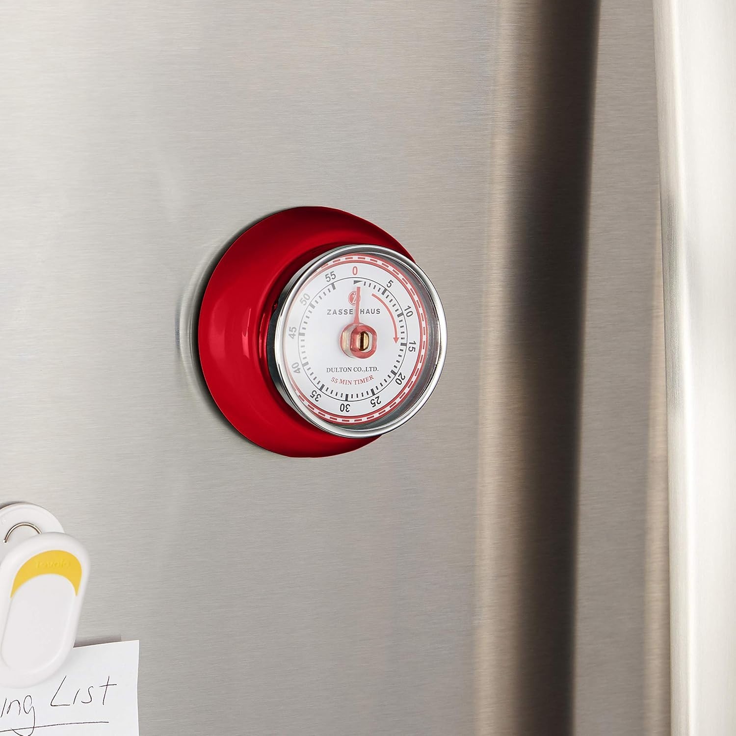Compact Mechanical Kitchen Timer - 2.75-Inch Red Retro Style with Magnet