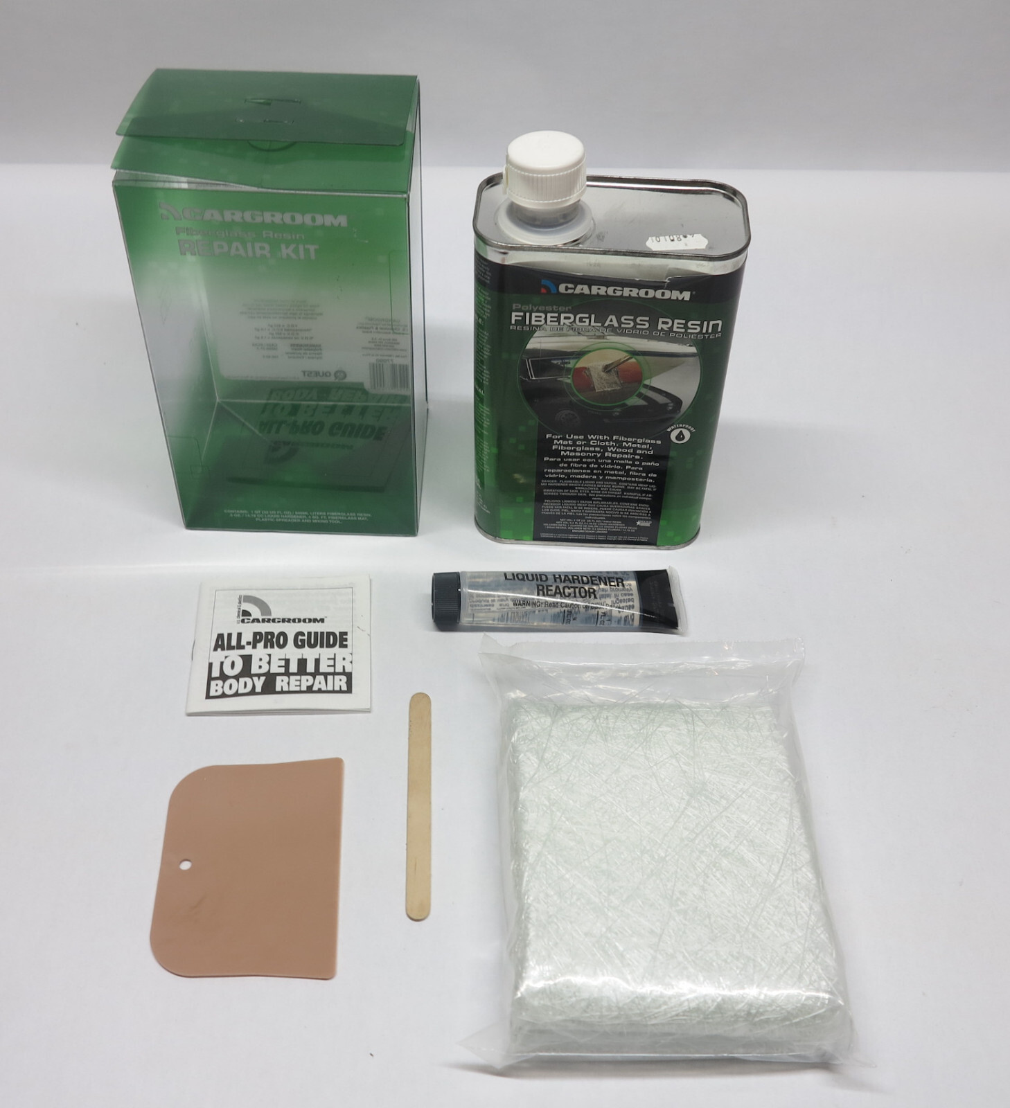 Cargroom Polyester Firebrglass Resin 1qt Hardener 1oz 77090 Auto Body Kit