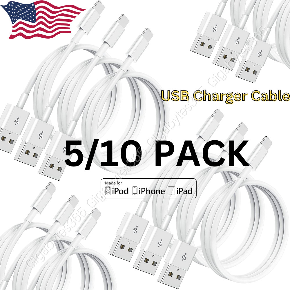 5/10PACK Lot USB Fast Charger Cable 3Ft 6Ft For Apple iPhone 14/13/12/11/8/6/SE
