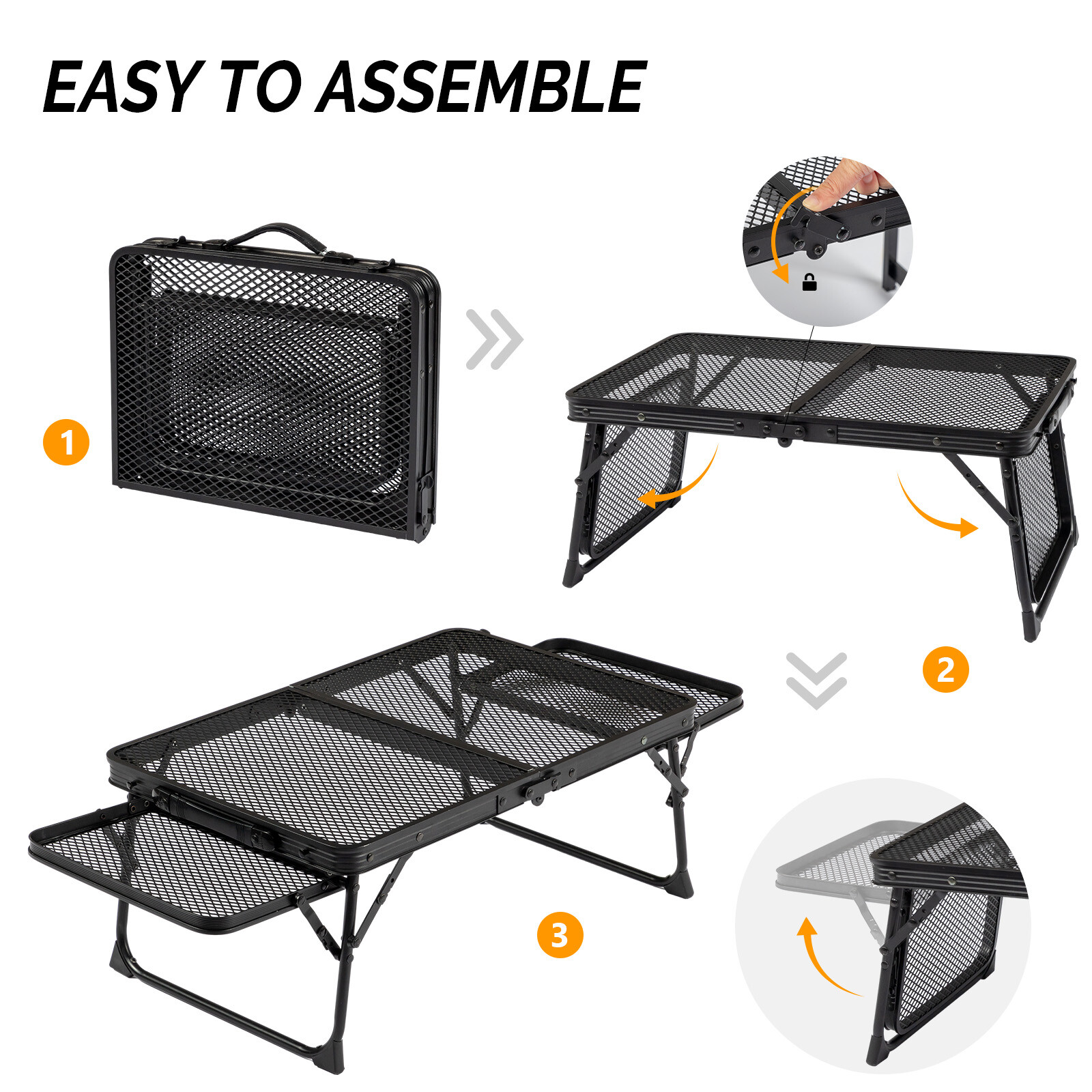 Camping Table Grill Table Folding Tables Mesh Top Portable Grill Table Black