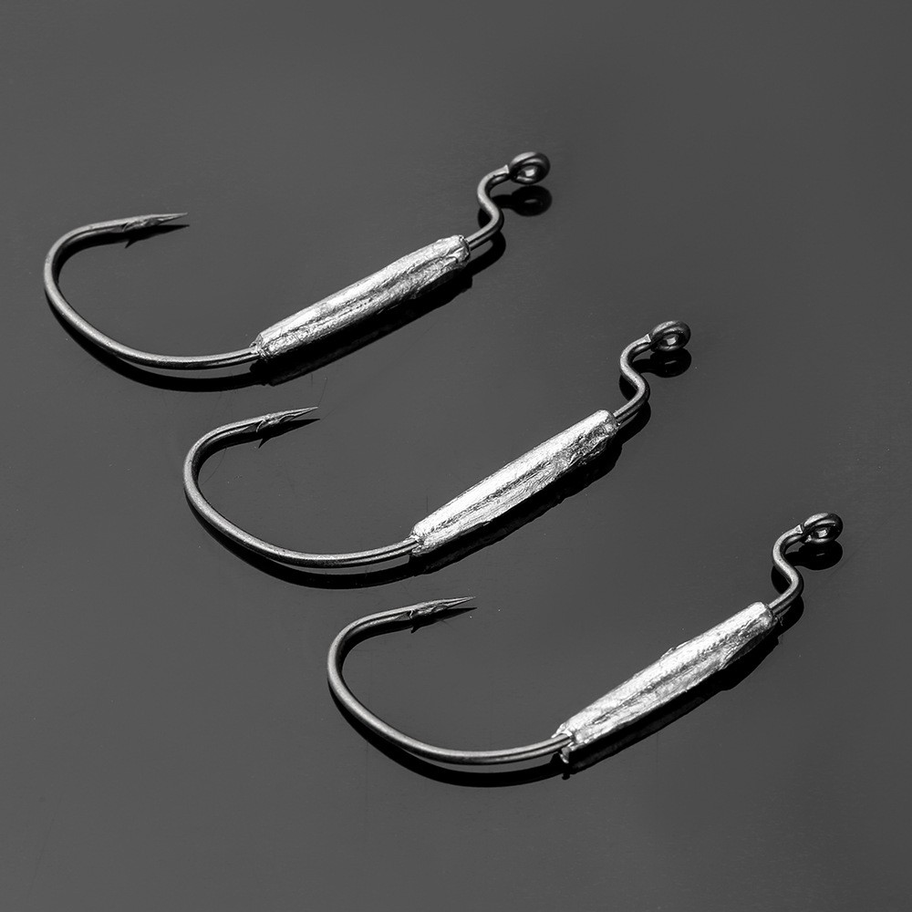 50pcs Offset Hooks Weighted Wide Gap Weedless Soft Lures Bait Worm Hook