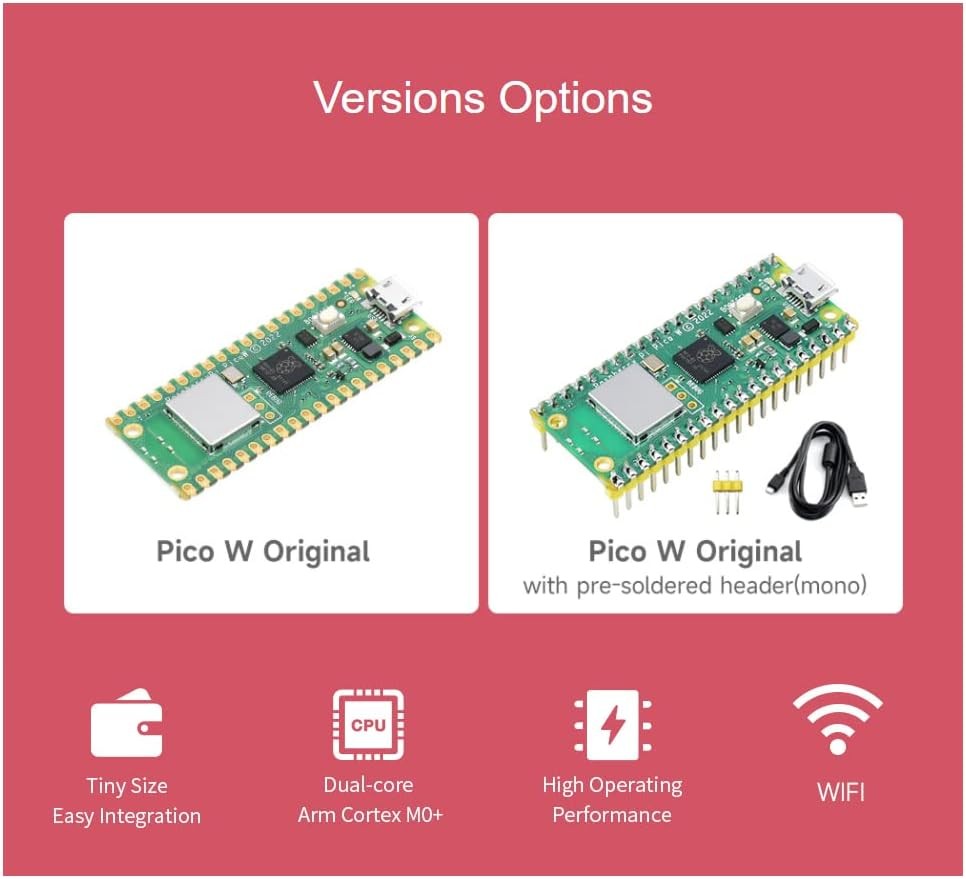 Raspberry Pi Pico W Microcontroller Board Kit, WiFi 4 Dual Band 2.4 5 GHz