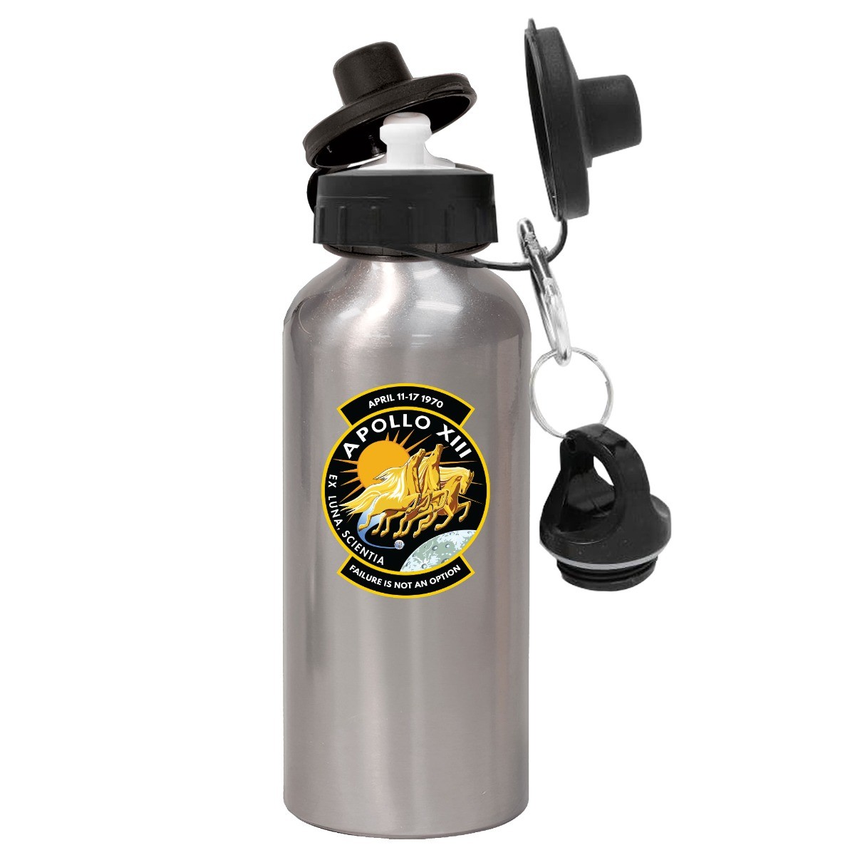 NASA Apollo 13 Failure Is Not An Option Silver Aluminum UVDTF Water Bottle