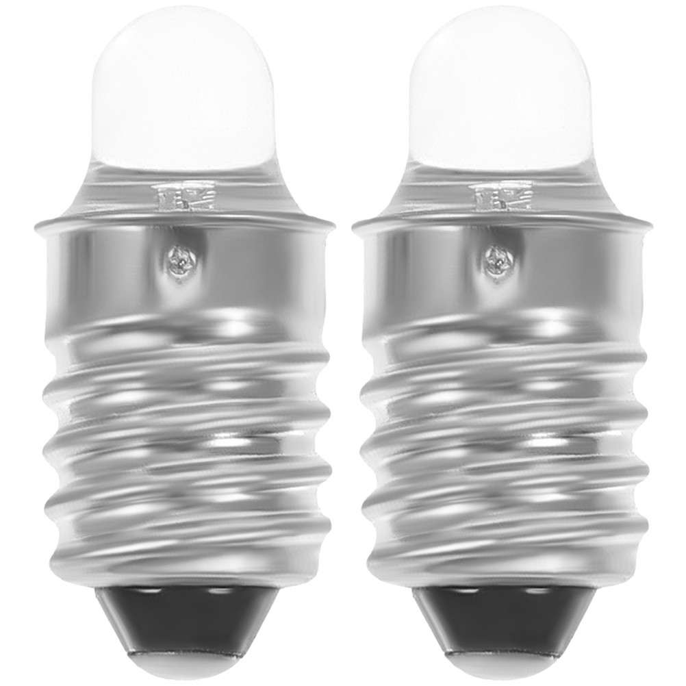2Pcs Small LED Flashlight Bulbs Replacement Durable Metal Glass Silver Color