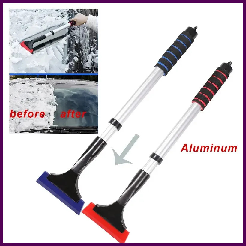 Extendable Aluminum Ice Scraper Snow Brush for Car Windshield Telescopic