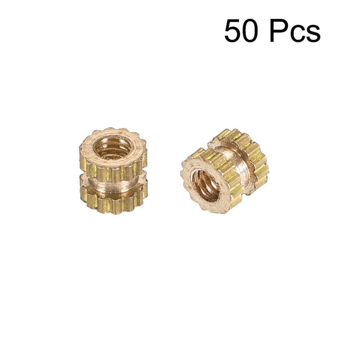 M2 x 3mm(L) x 3.5mm(OD) Brass Knurled Threaded Insert Embedment Nuts, 50 Pcs