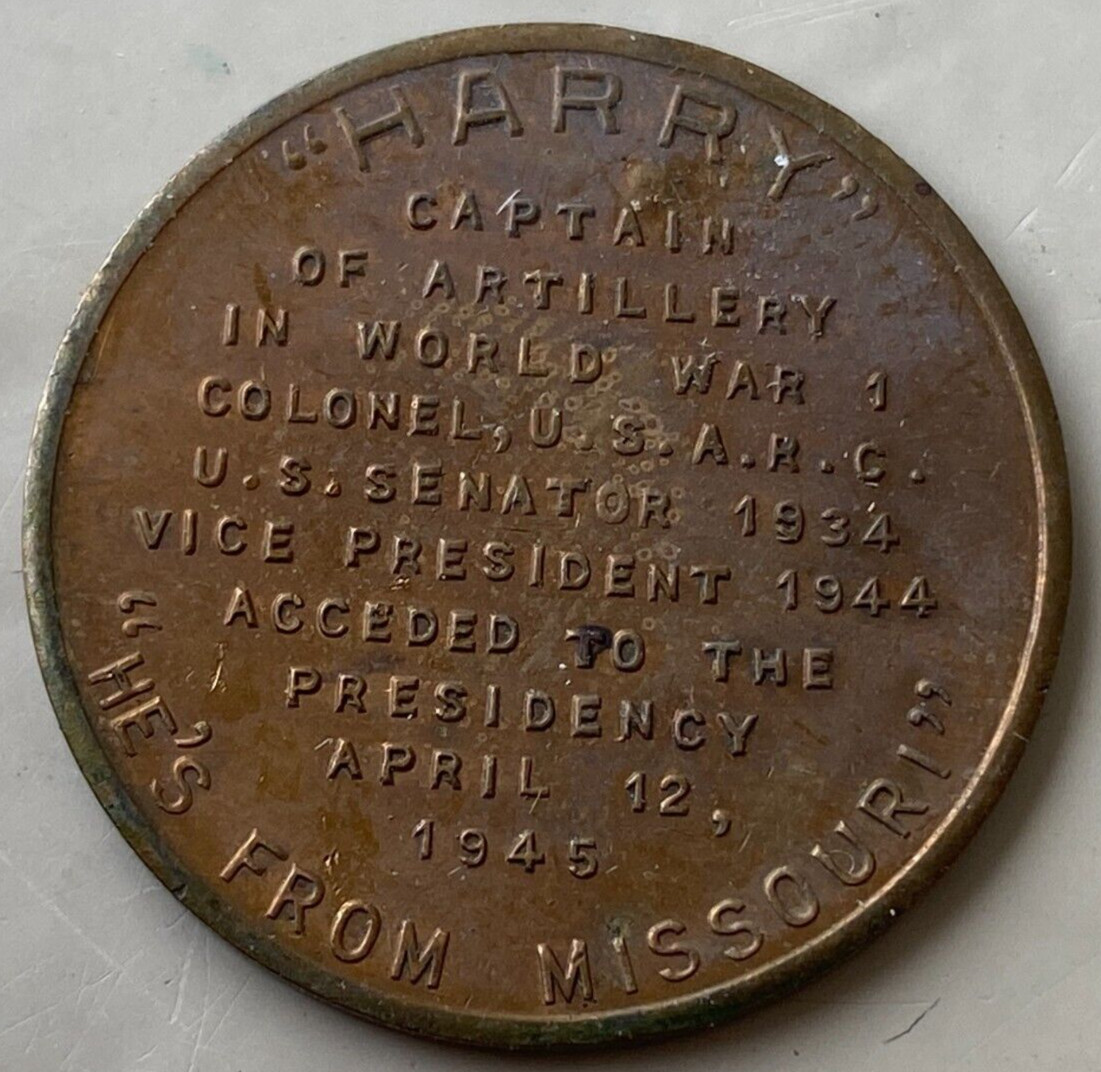 Harry Truman 1945 He's from Missouri Pinball Arcade Slot Trade Token T1164