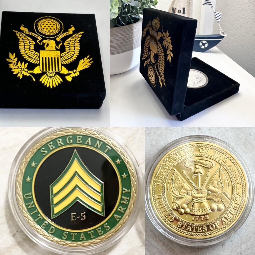 US ARMY SERGEANT E-5 Challenge Coin With Velvet Presentation Box