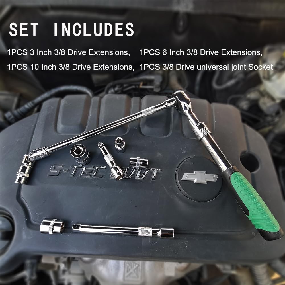 4 Piece 3/8 Inch Drive Extension Bar Set 3/8 Inch Drive Socket Extension