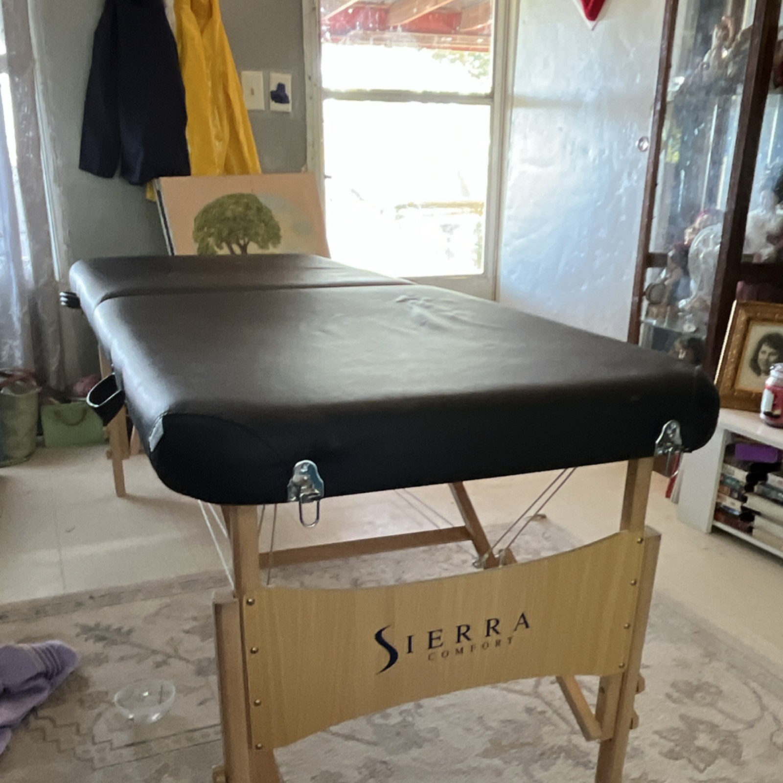 Sierra Comfort Portable Foldable Wood Massage Table, Black