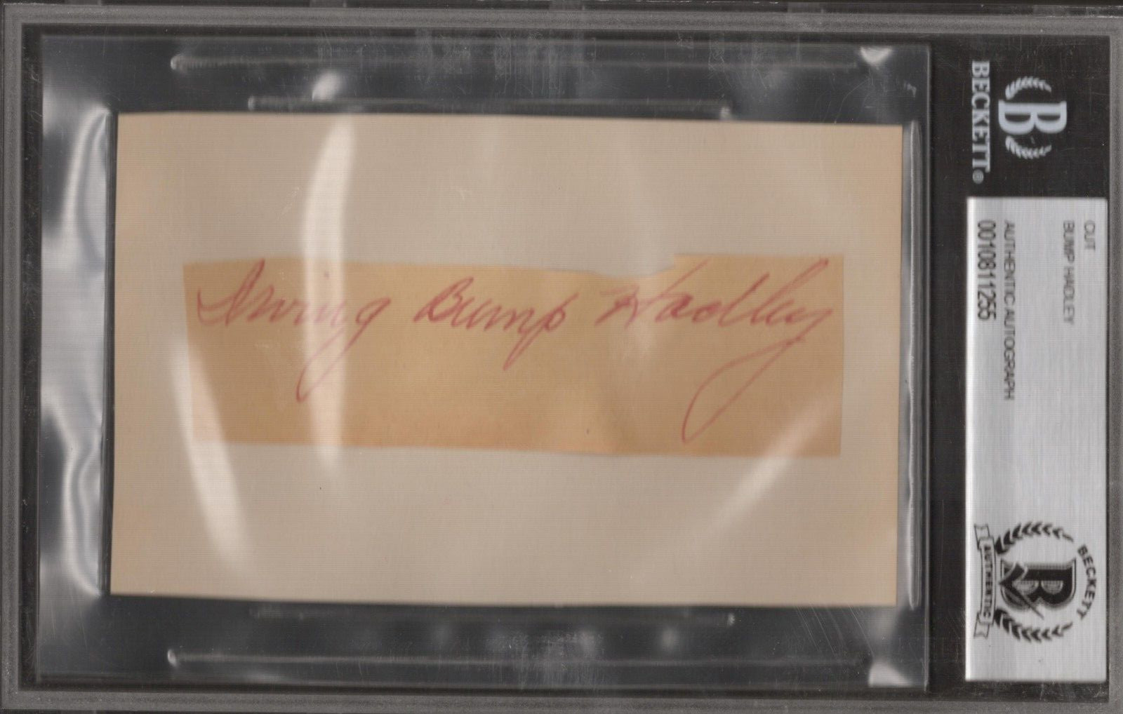 Irving Bump Hadley Signed Autograph Cut Full Name RARE Beckett BAS