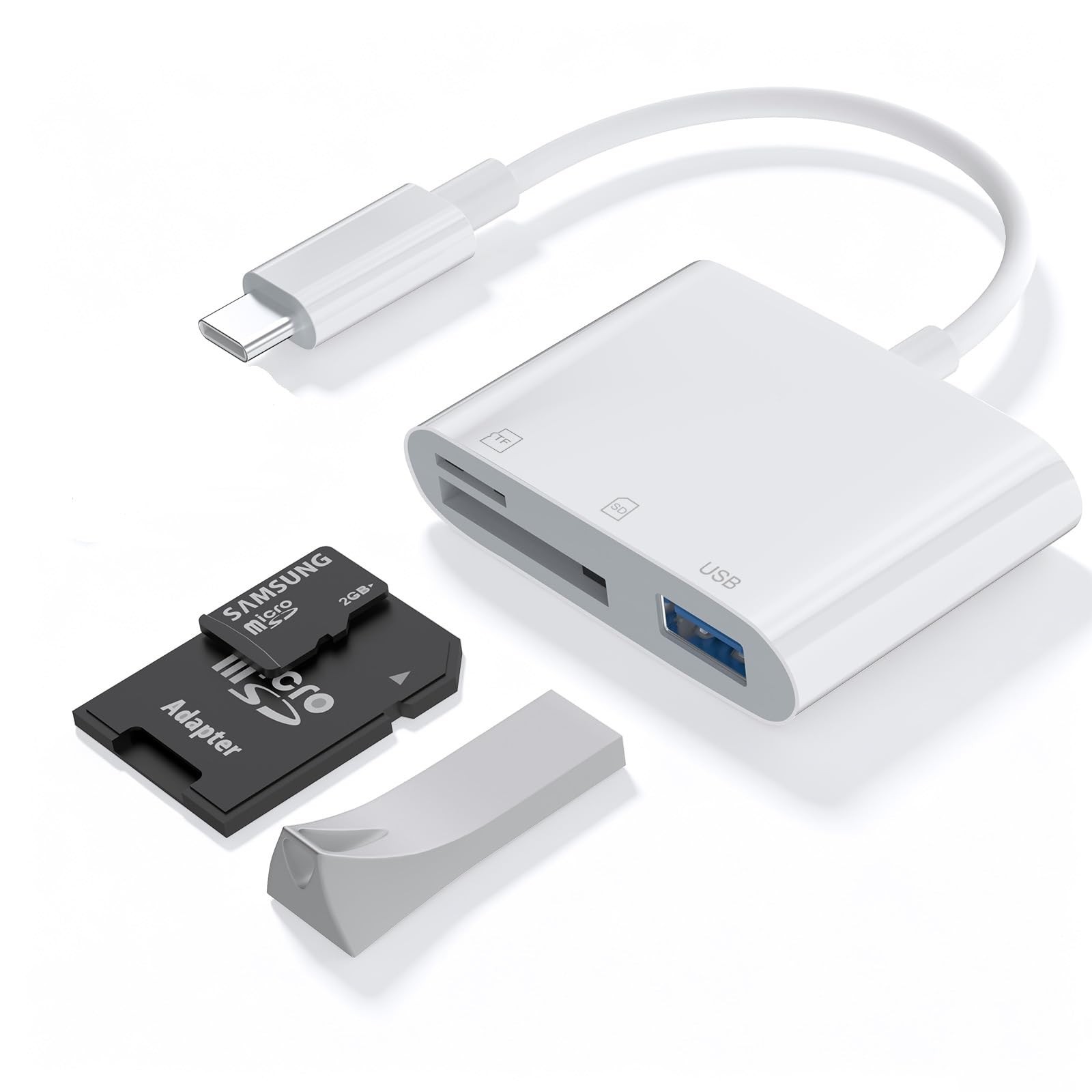 SD Card Reader for iPhone USB ,3 in 1 Memory Micro Sd Card Reader USB with Du...