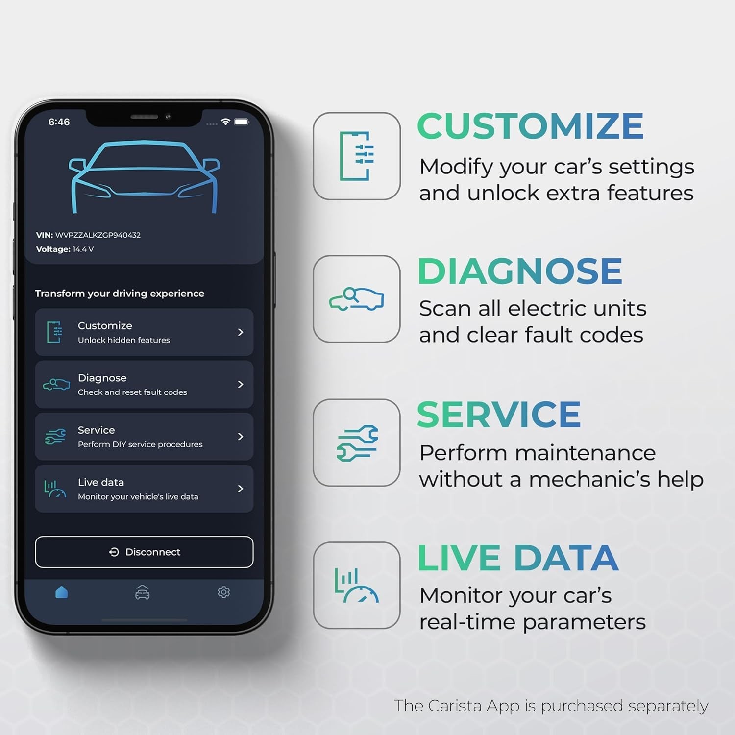 Carista OBD - Bluetooth OBD2 Scanner - Car Scanner Diagnostic Tool and Code