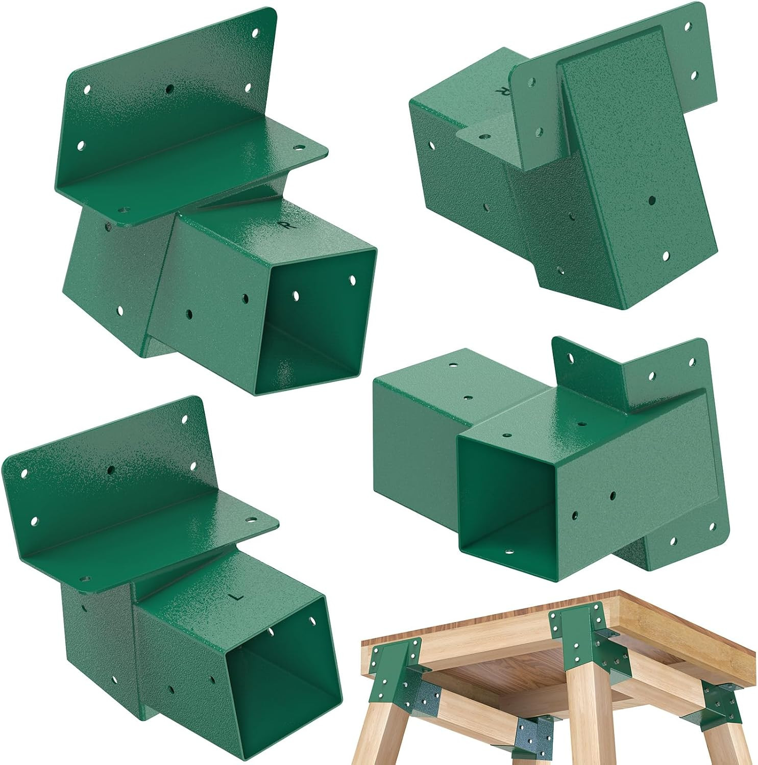 4Pack Black/Green Deer Blind Brackets 4X4 Heavy Duty Deer Stand Bracket Compound
