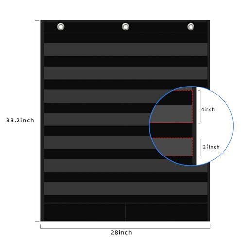 7+2 Pockets Standard Pocket Chart, Clear 7 7 clear pockets with 2 storage bag