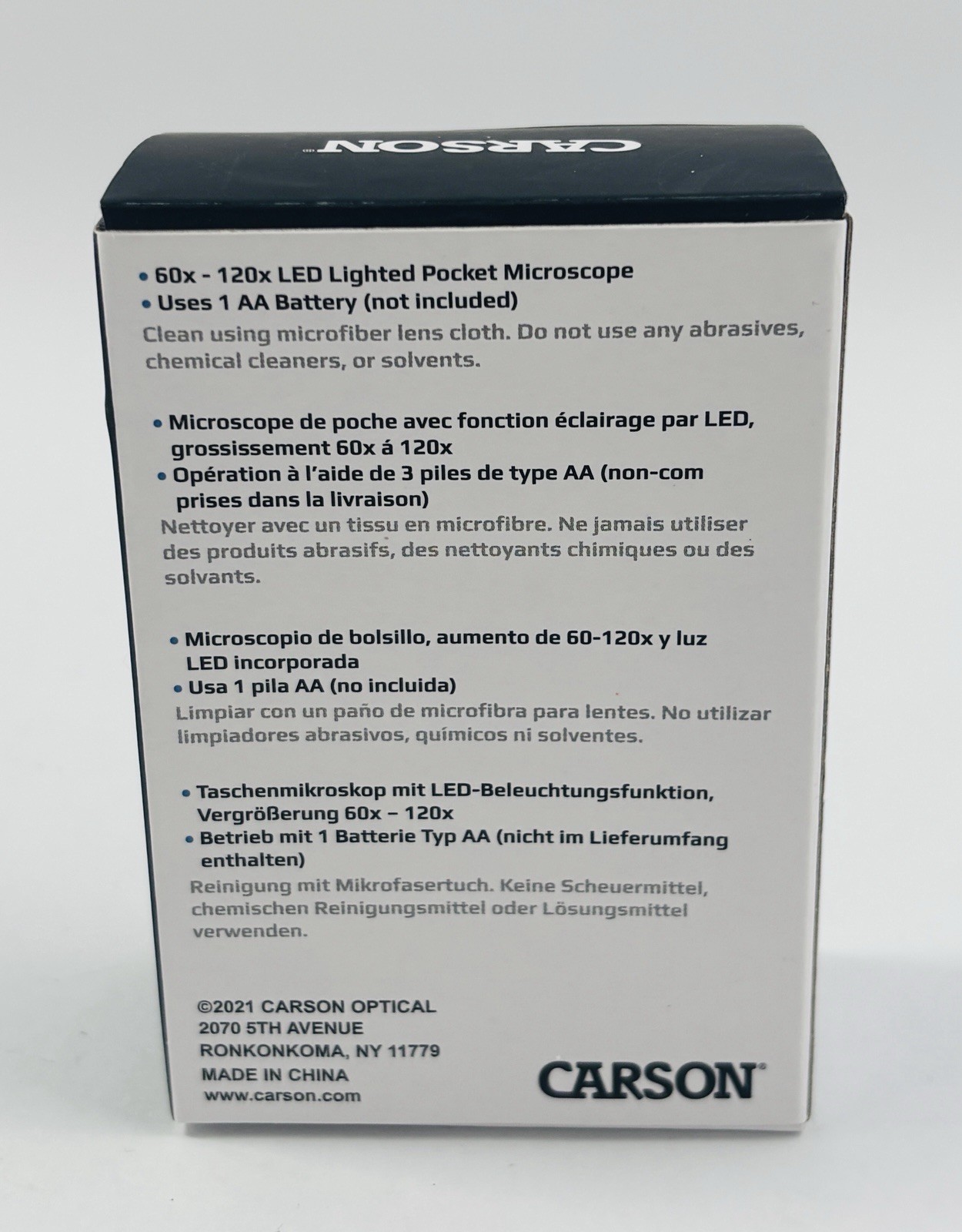 Carson MicroBrite Plus 60x - 120x LED Lighted Zoom Pocket Microscope