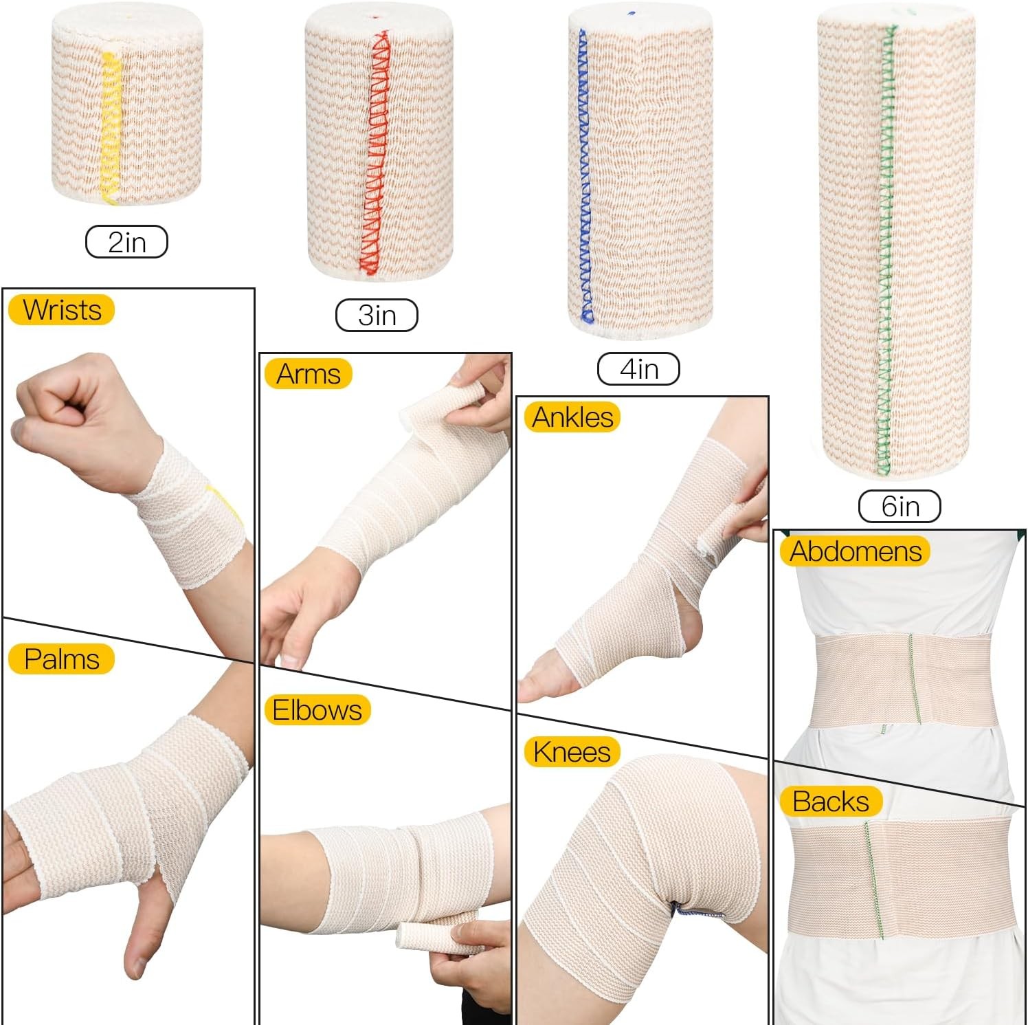 6 Pack Reusable Compression Bandage Wrap