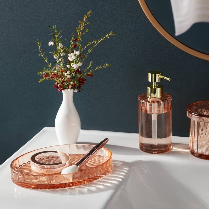 Colored Glass Bath Tray Pink