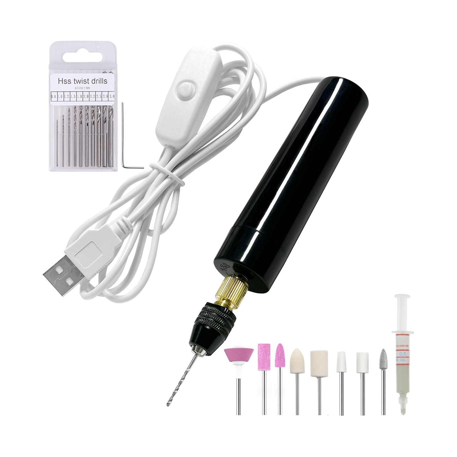 Electric Resin Drill,3-Jaw Clamp Hand Drill with 9PCS Twist Drill B... Fast Ship