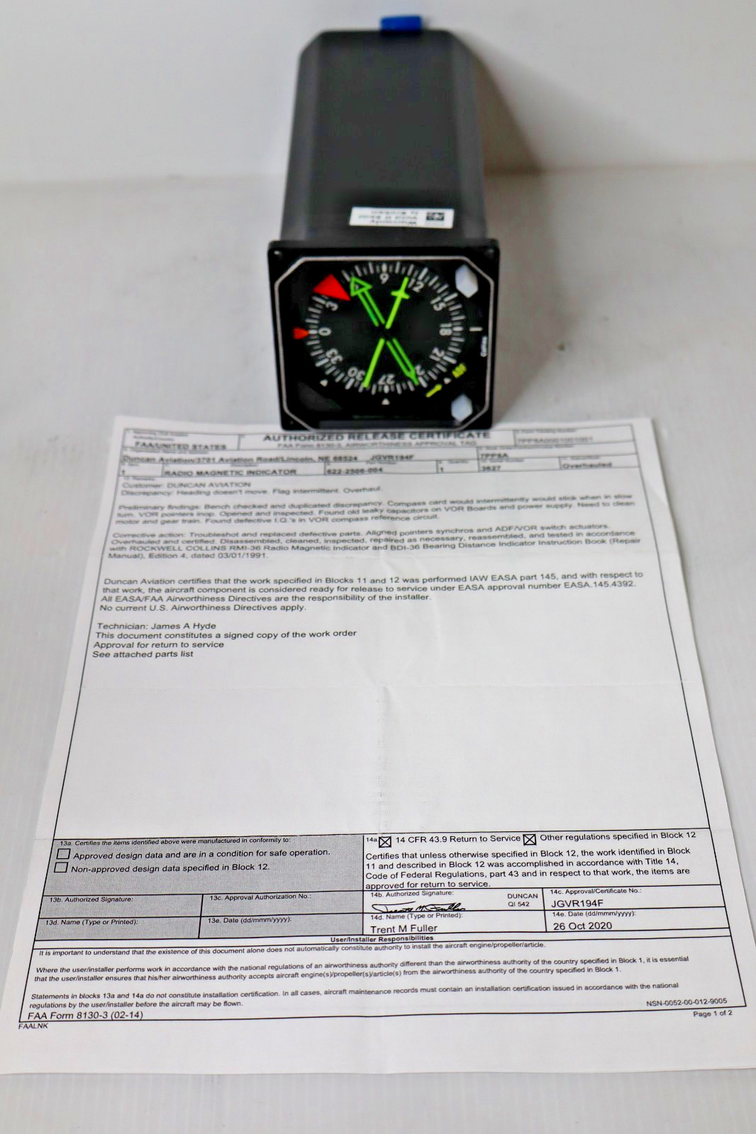 Collins RMI-36 Radio Magnetic Indicator RMI 622-2506-004 Overhauled FAA 8130-3