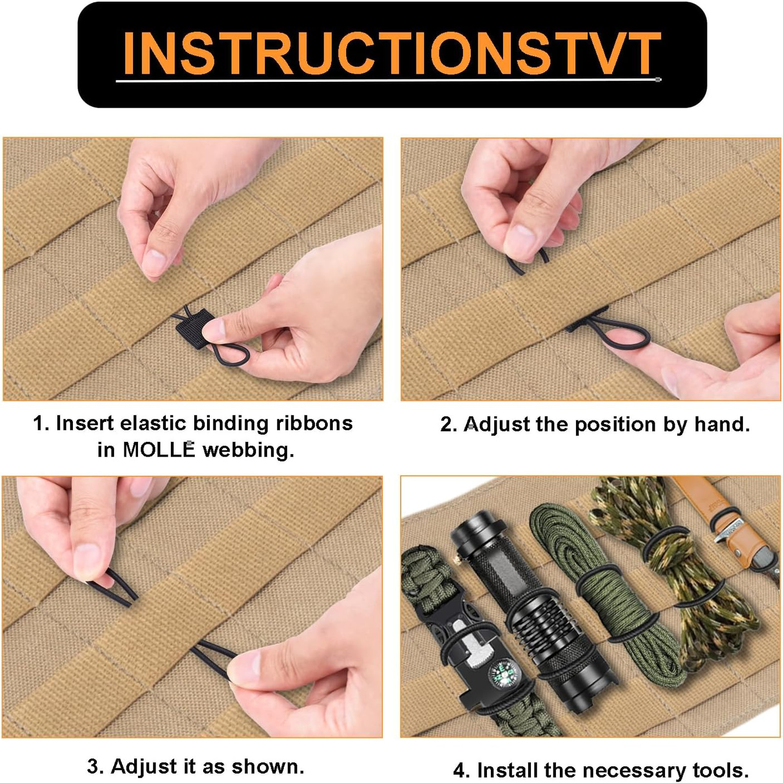 15pcs Molle Attachments Webbing Ribbons, Elastic Nylon, Compatible with Backpack