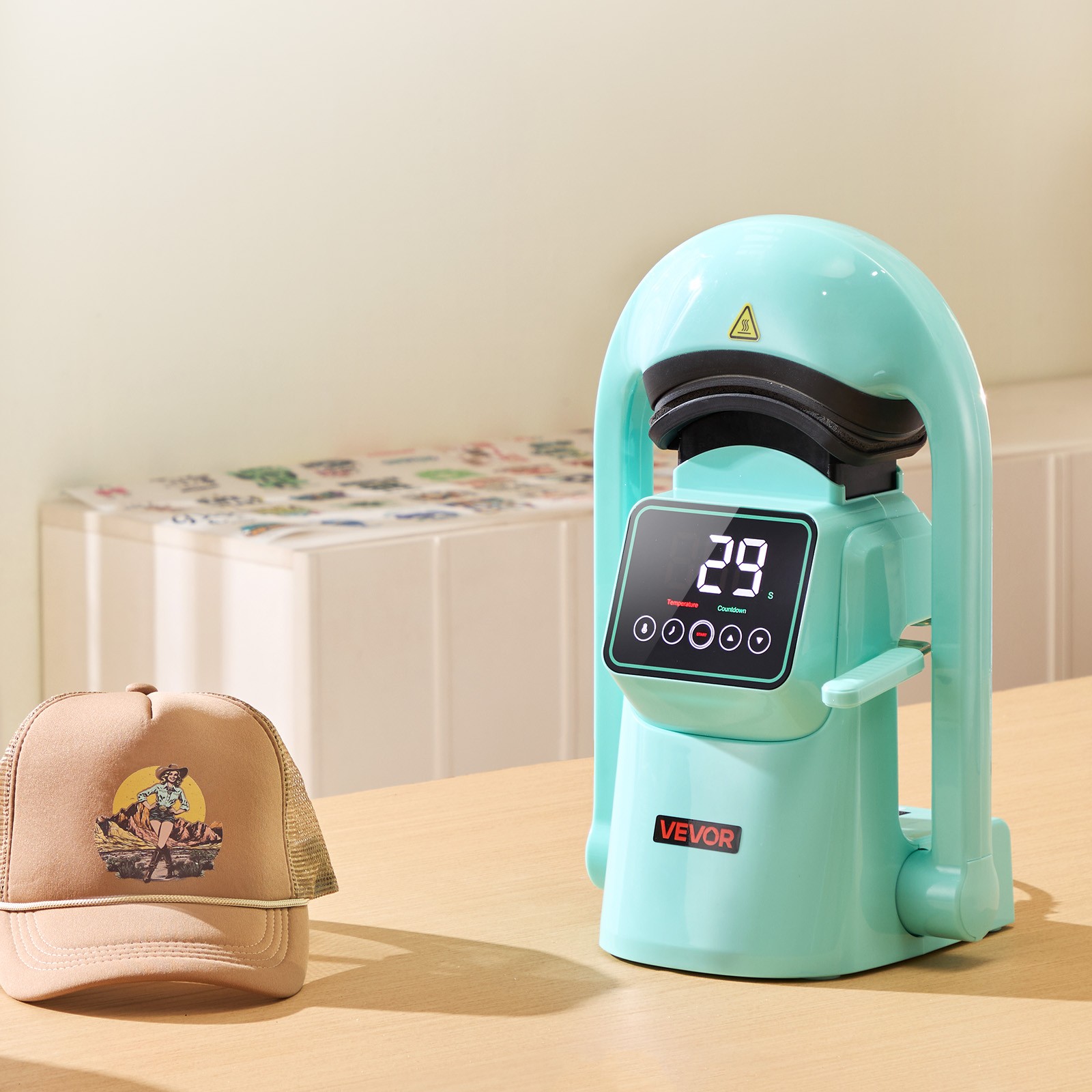 VEVOR Auto Hat Heat Press Machine with 2pcs Interchangeable Platens Touchscreen