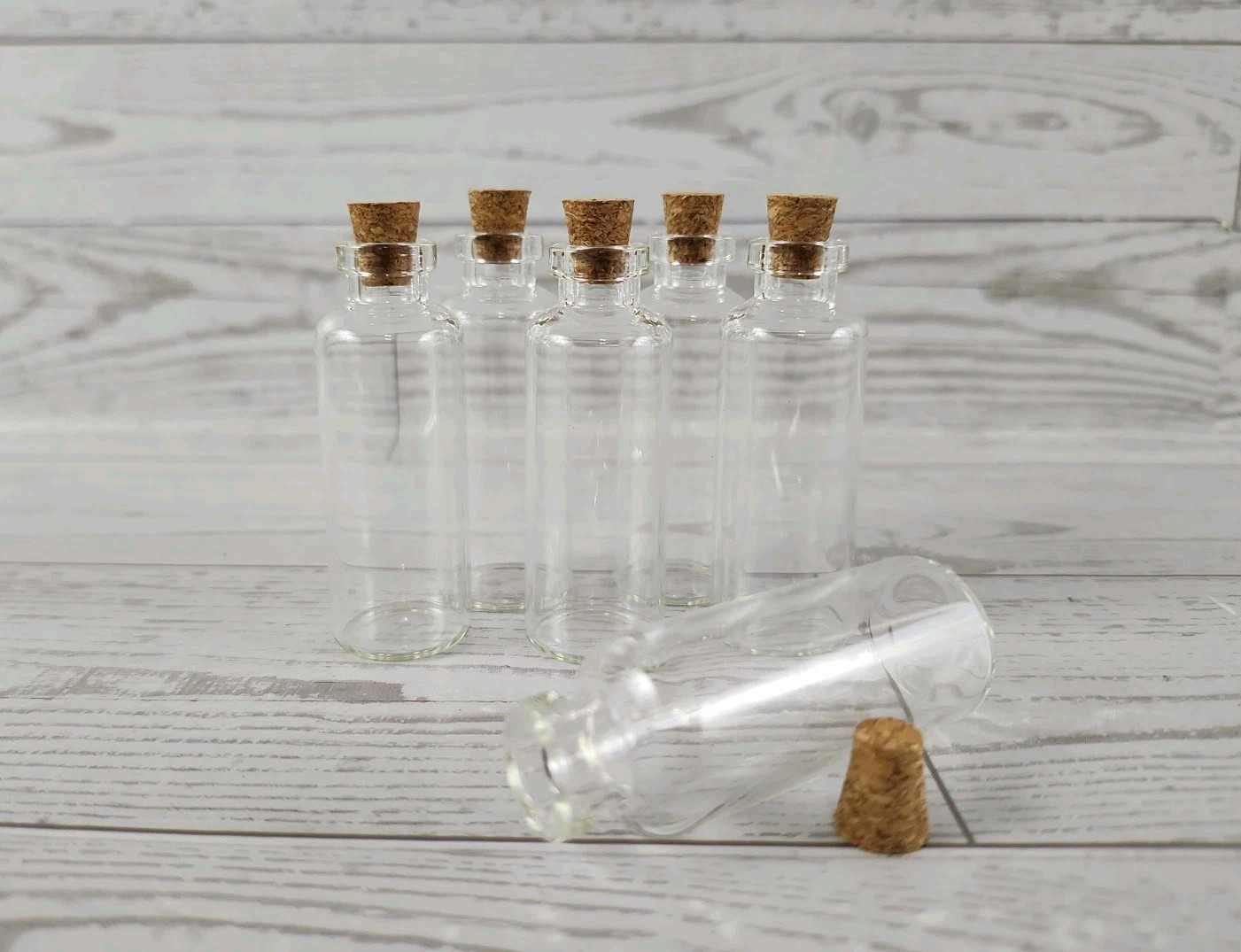 Set Of 6 Mini Glass Containers Cork Top 10mL Oils, Potions, Beads, Spell Jars