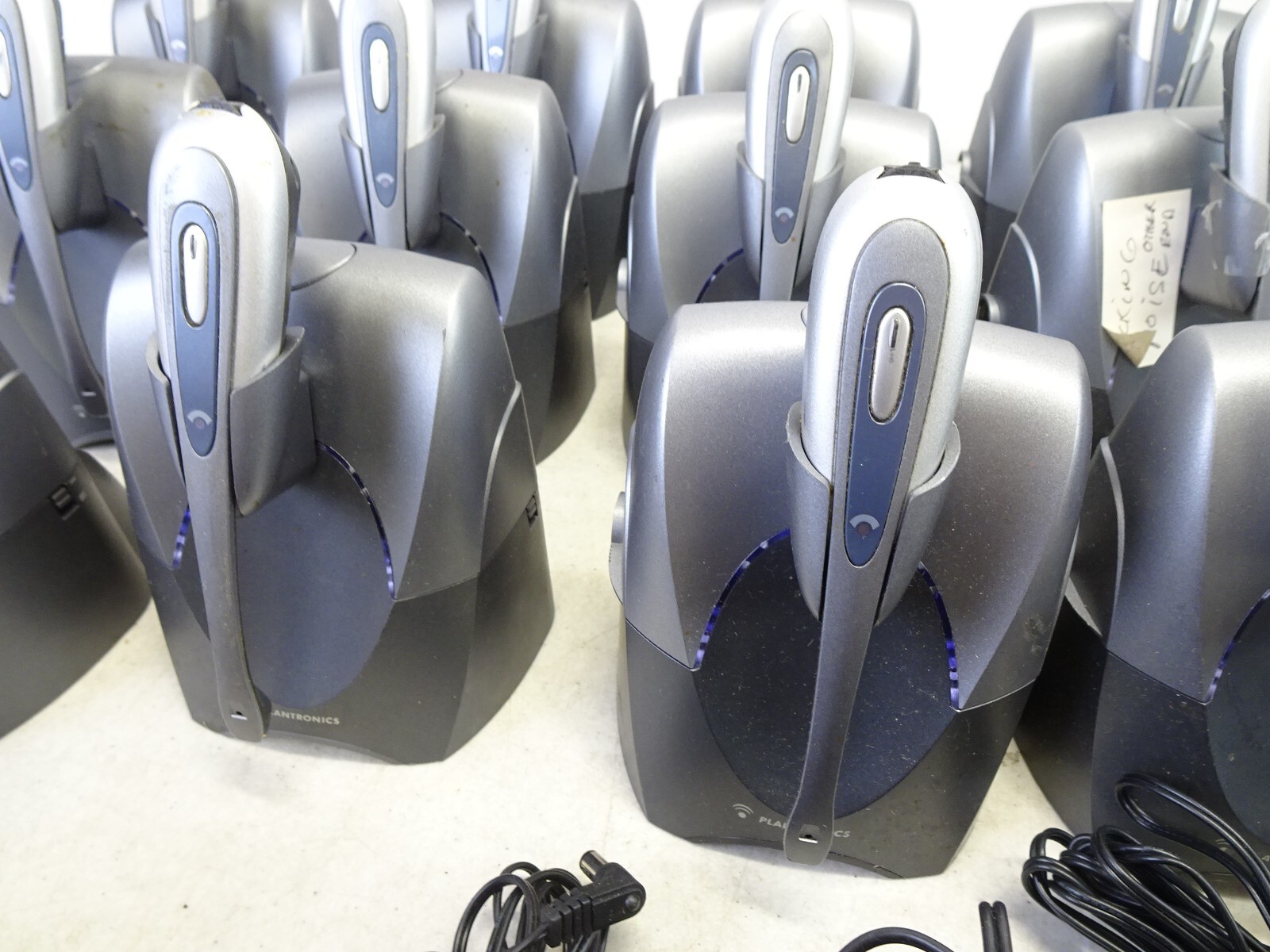 LOT OF 13 Plantronics CS55 Wireless Headsets, Bases & A/C Adapters