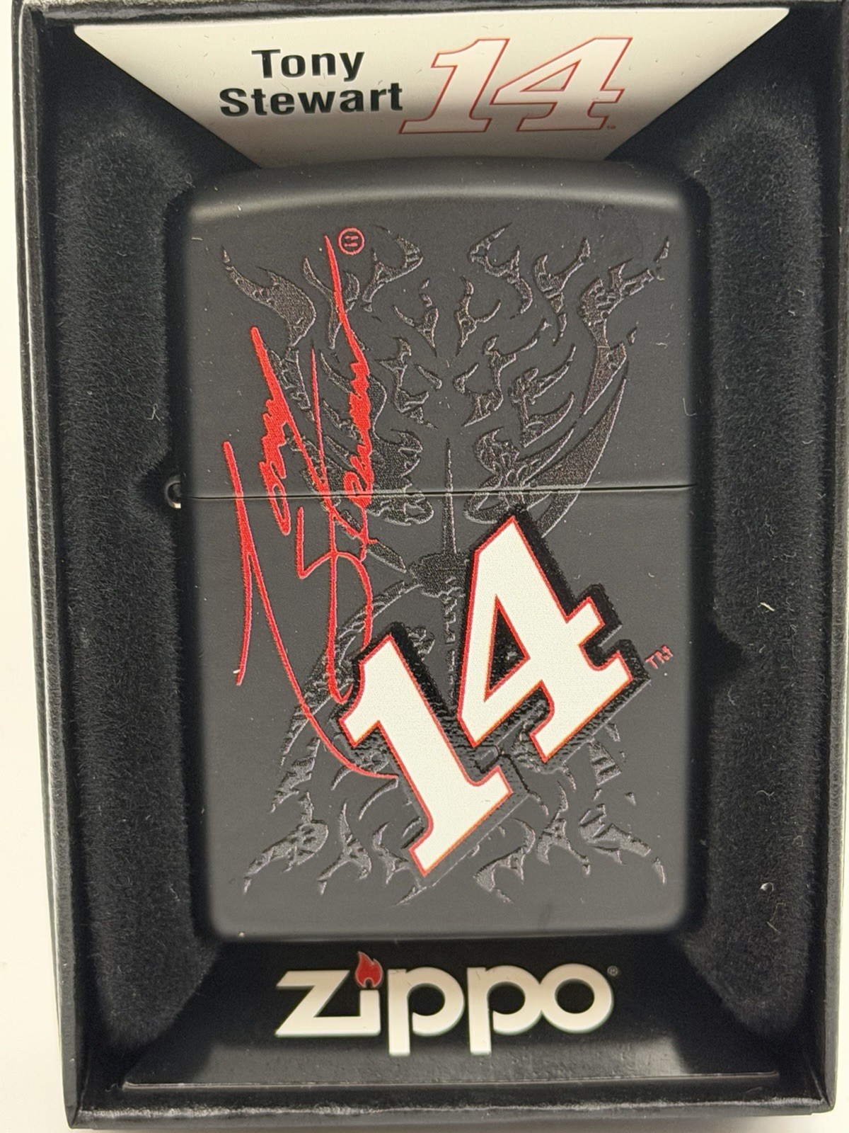 Vintage 2010 Tony Stewart 14 NASCAR Black Matte Zippo Lighter New B7