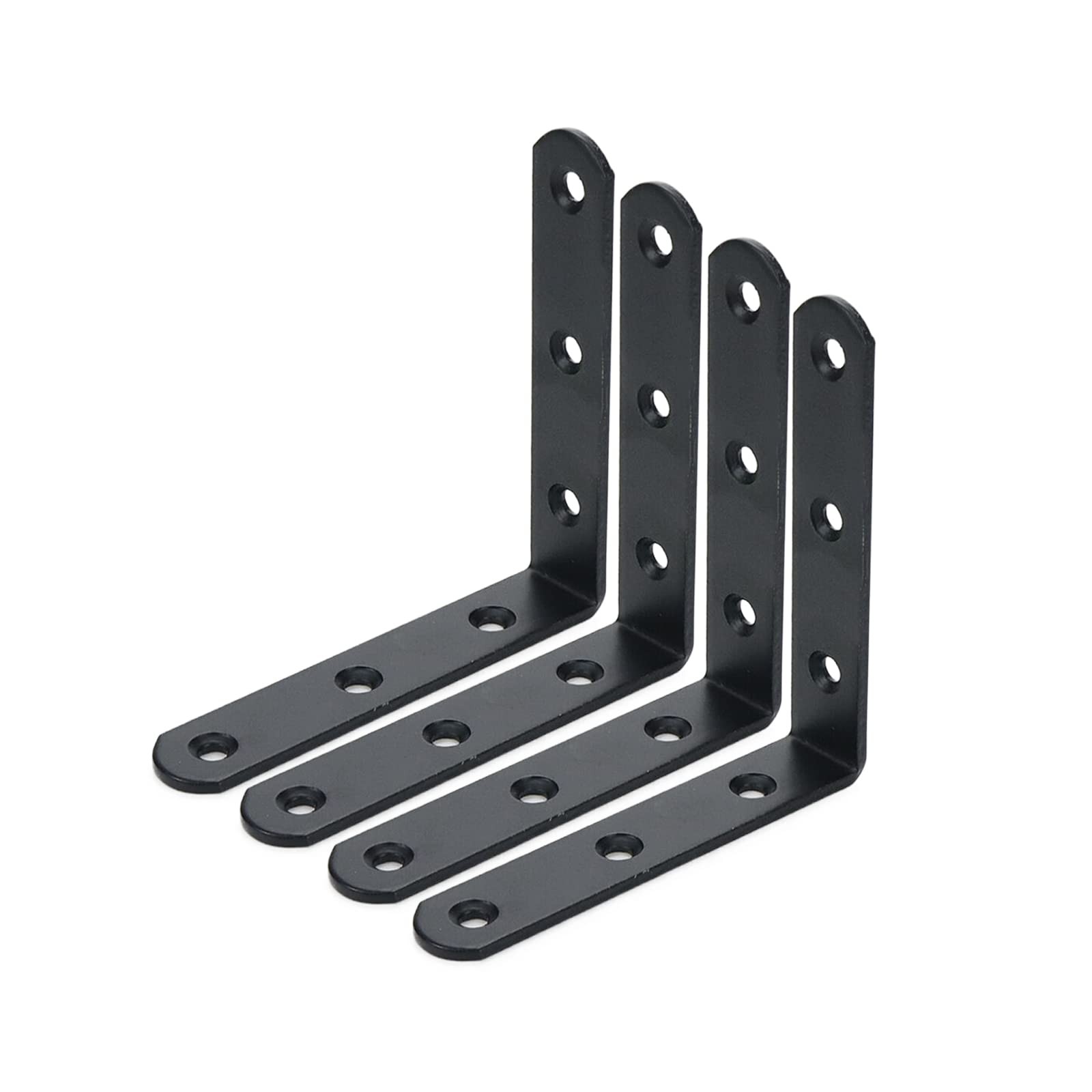 4 PCS Floating Shelf L Brackets 4x4 Inch Heavy Duty Black Corner Brace Joint