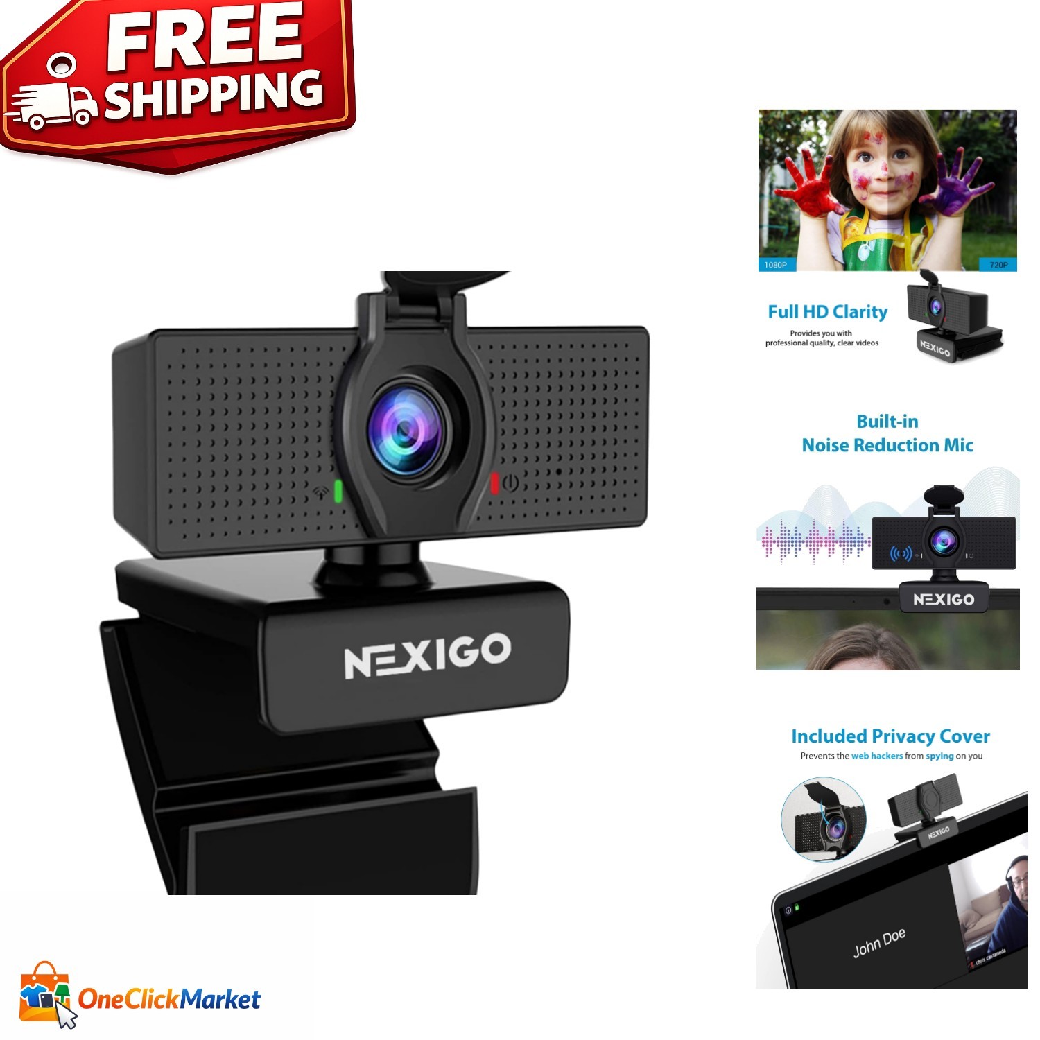 N60 1080P HD Webcam with Microphone & Privacy Cover - Perfect for Zoom Calls