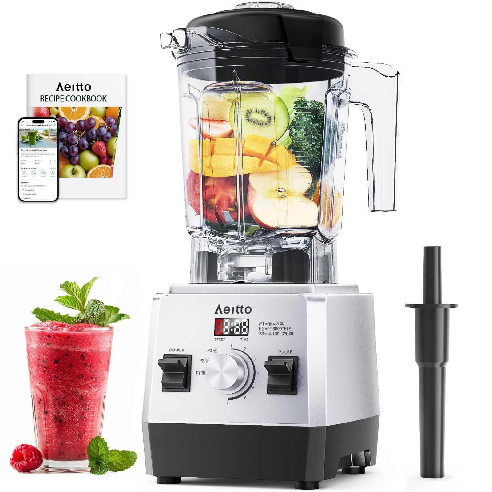 Aeitto Blenders for Kitchen with 68Oz. Jar, 1800W Max Power Smoothie Blender, 3
