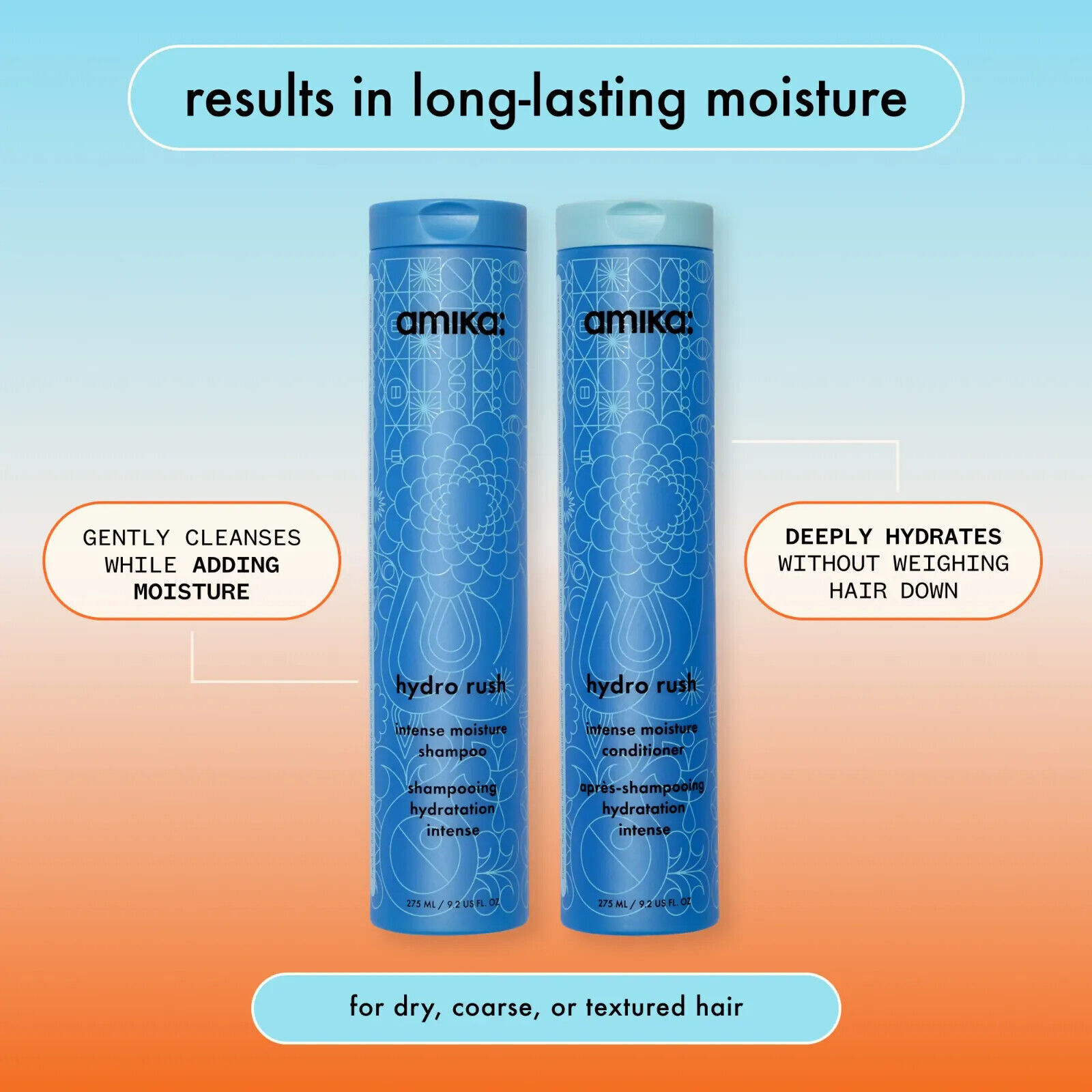 Amika Hydro Rush Intense Moisture Shampoo & Conditioner + Mask Trio Set
