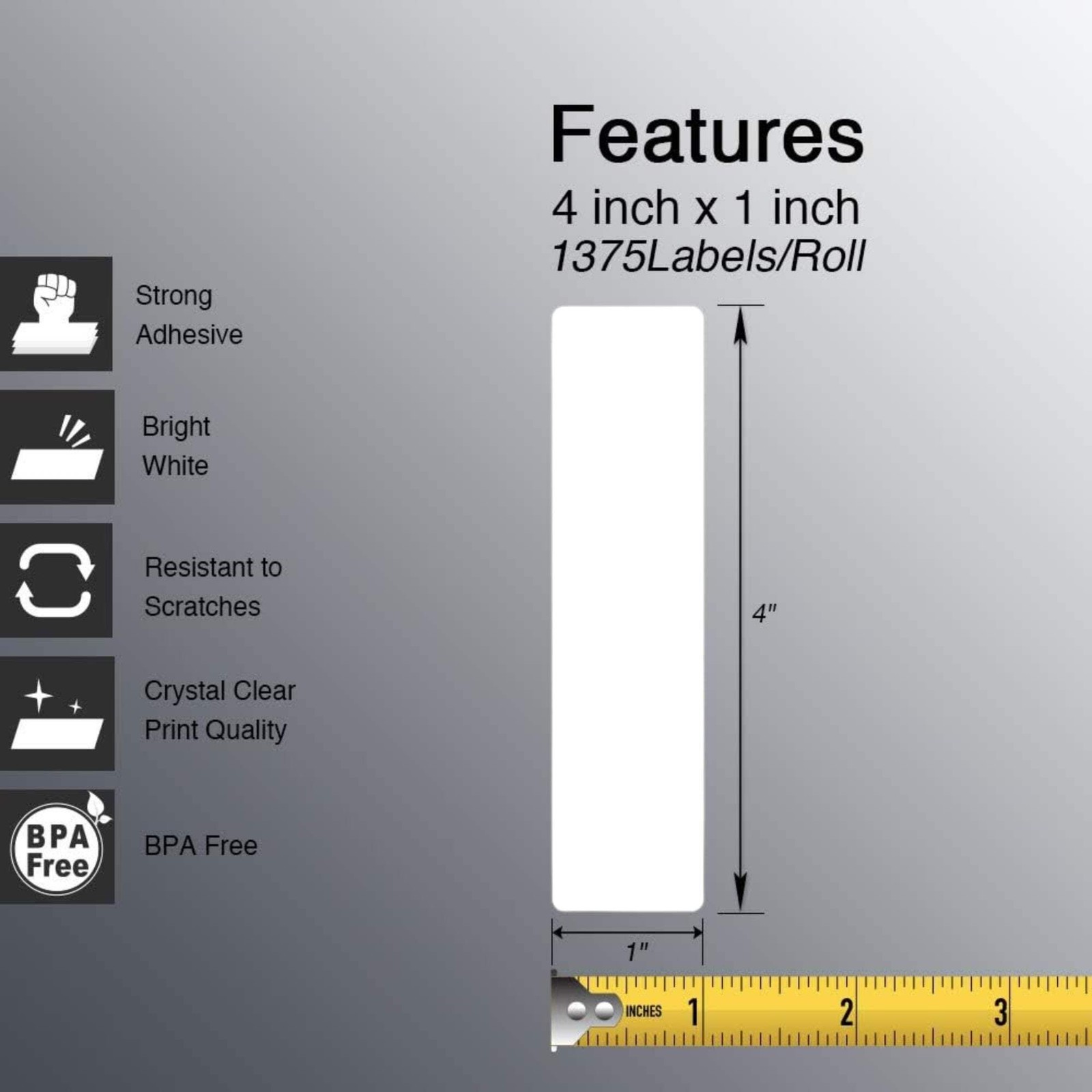 1" x 4.24"Self Adhesive Labels: 25 Pack