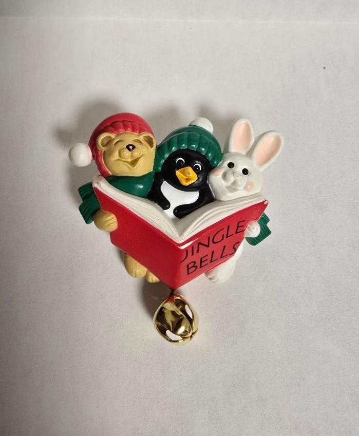 Hallmark Christmas Lapel Pin with Jingle Bell. Vintage Collectible